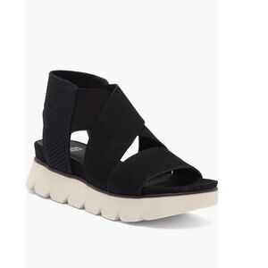 Eileen Fisher Chant Platform Leather Sandals Black & White Women’s 11 Sporty